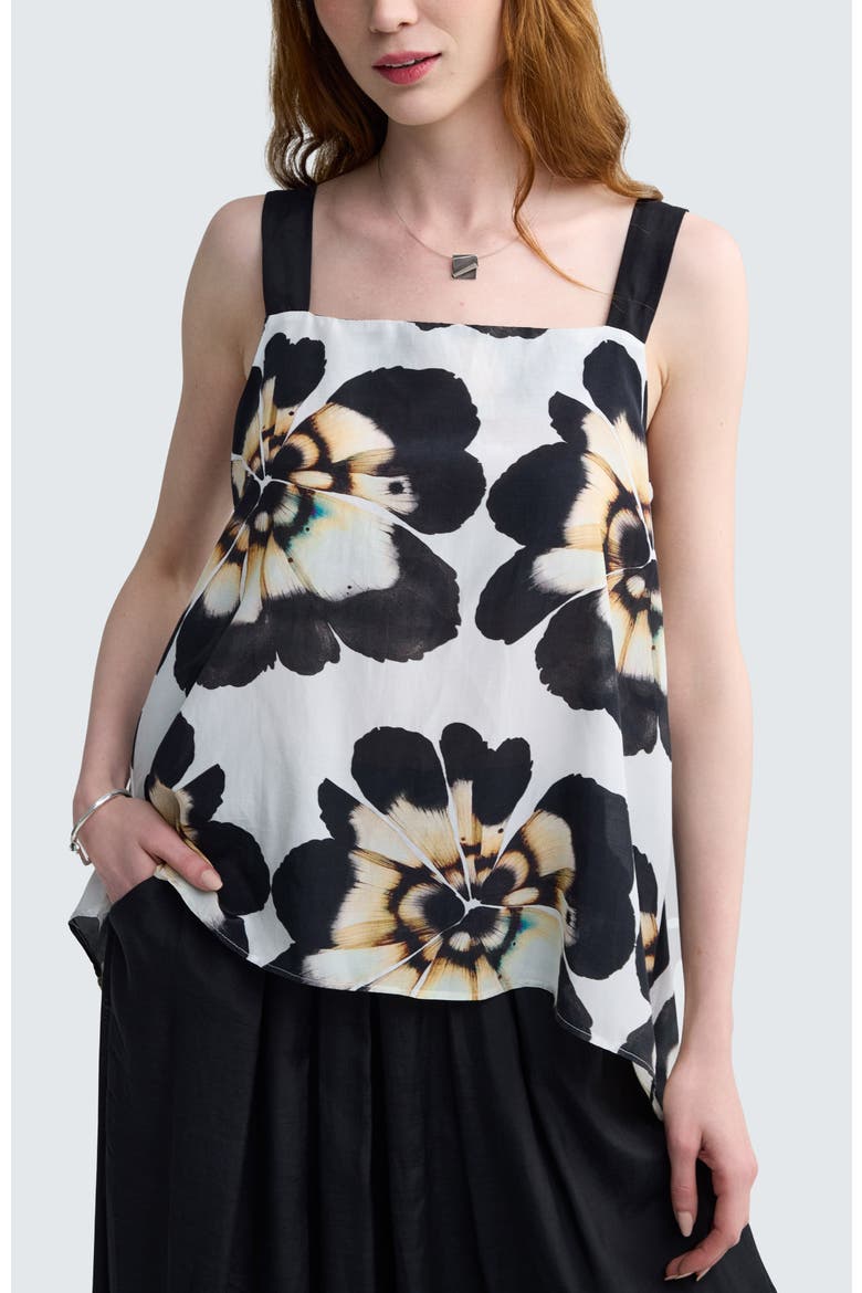 Valina Floral Print Square-Neck Top, Main, color, Beige