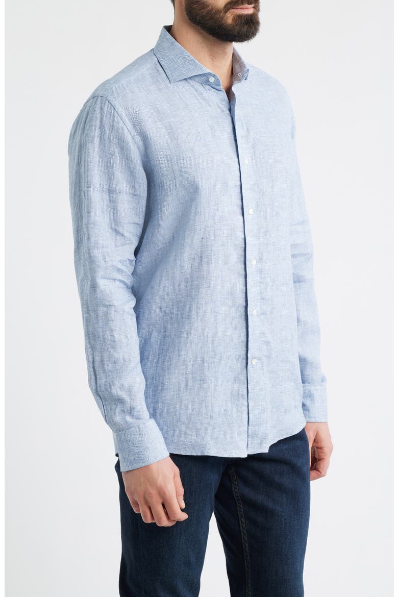 Astino Lino Tailored Fit Linen Button-Up Shirt, Alternate, color, STORM