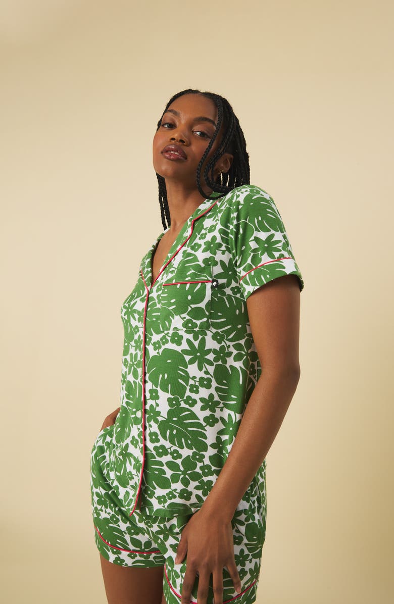 Kate Spade New York print short pajamas, Alternate, color, Green Floral