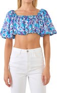 Endless Rose Floral Puff Sleeve Crop Top