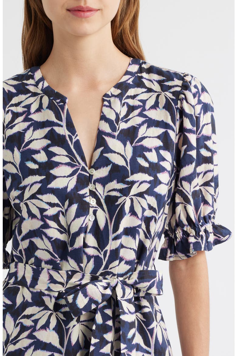 Eliana Print Tiered Midi Dress, Alternate, color, NAVY VINES