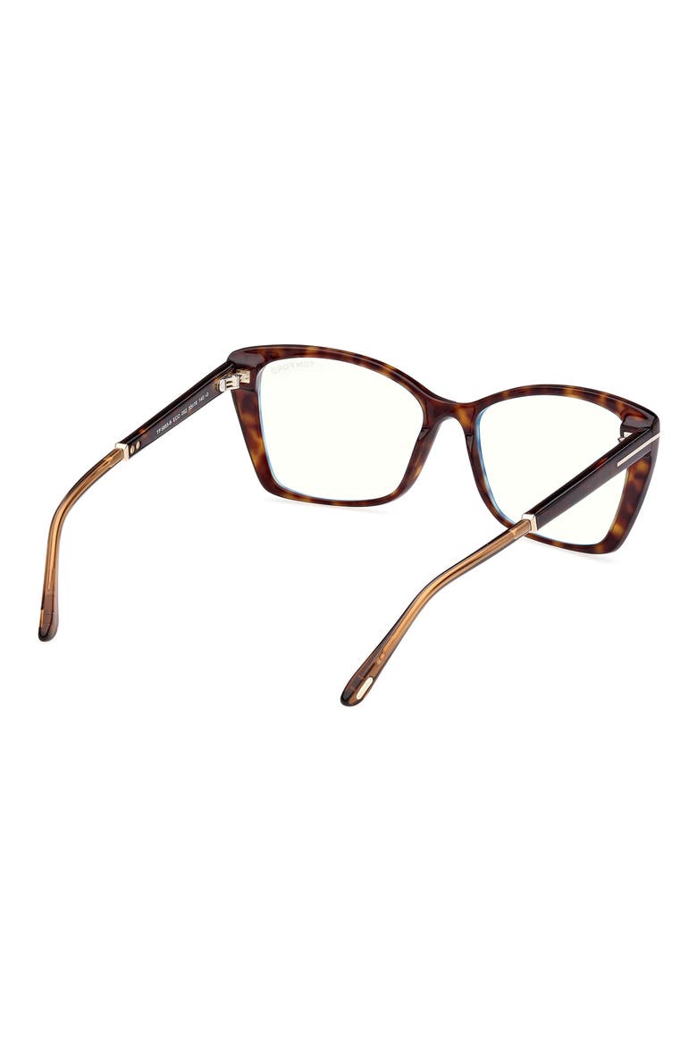 55mm Butterfly Blue Light Blocking Optical Glasses, Alternate, color, HAVANA ROSE GOLD / T LOGO