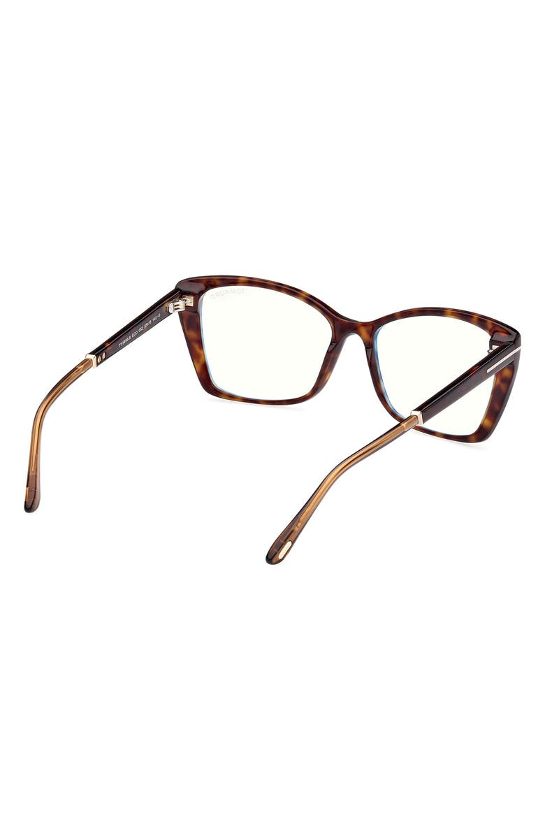 TOM FORD 55mm Butterfly Blue Light Blocking Optical Glasses, Alternate, color, Havana Rose Gold / T Logo