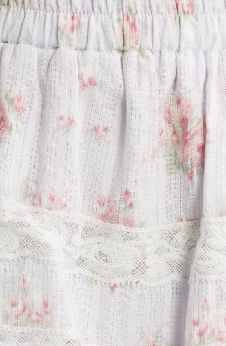 LoveShackFancy Floral Tiered Cotton Miniskirt, Alternate, color, 