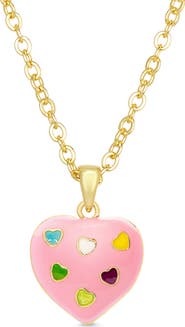 Lily Nily Kids' Puff Heart Enamel Pendant Necklace