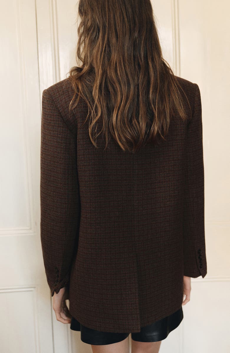 MANGO Houndstooth Wool Blend Blazer, Alternate, color, Medium Brown
