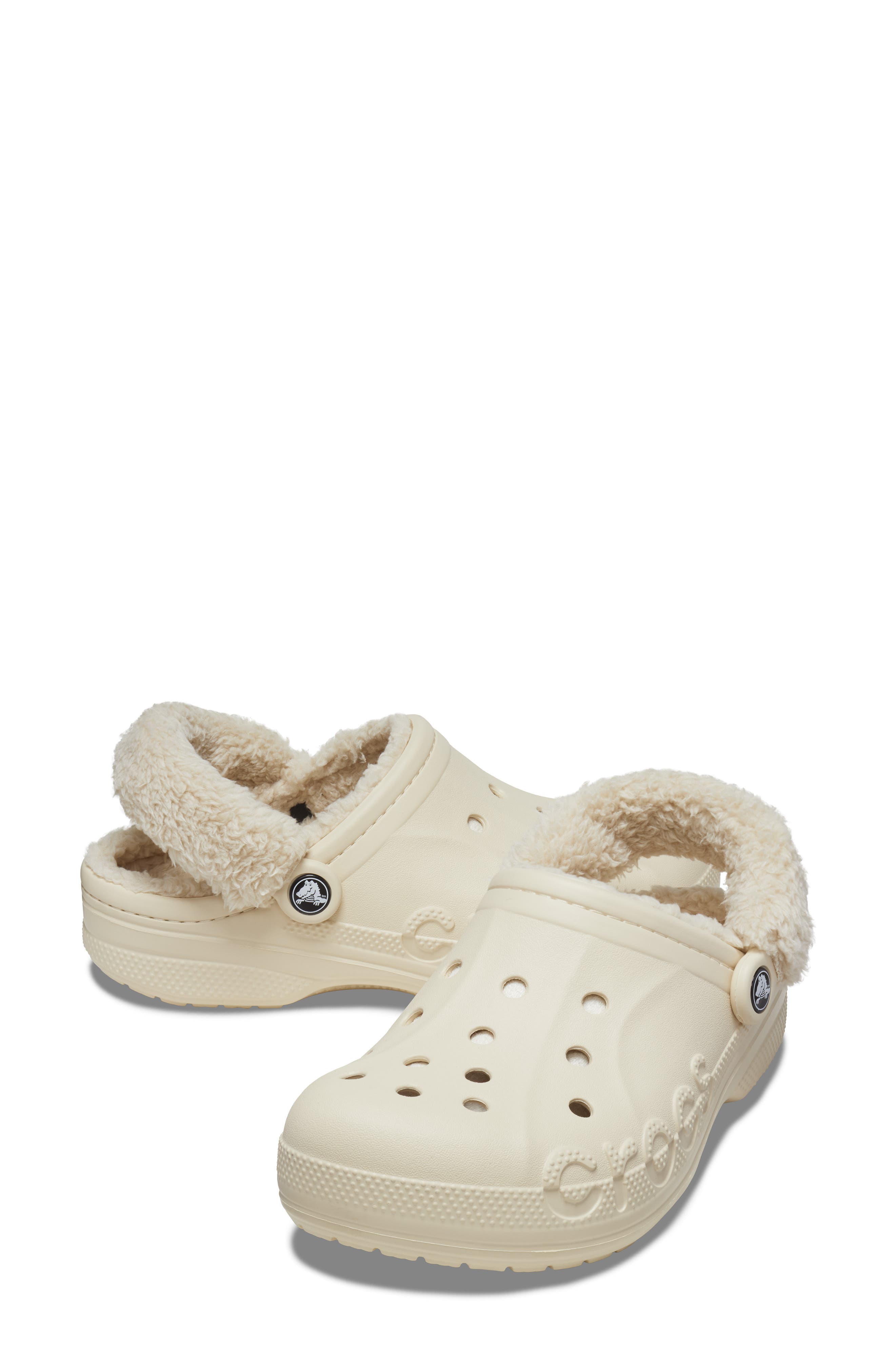 CROCS Baya Faux Fur Lined Clog, Alternate, color, Winter White