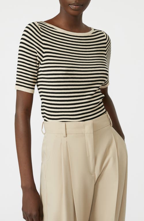 Weekend Max Mara Omens Waser Stripe-pattern Stretch-knit Top Beige In Black