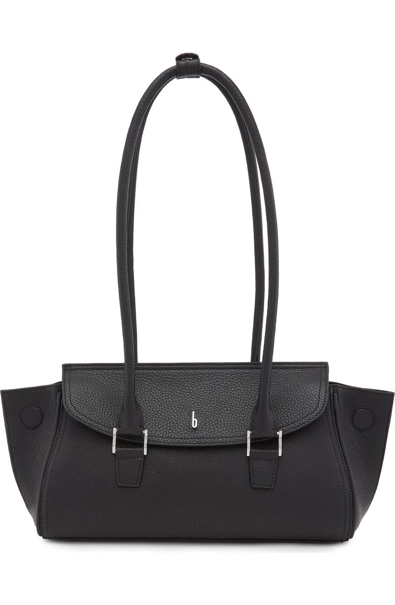 behno Coco Baguette Pebble Leather Shoulder Bag, Alternate, color, Black