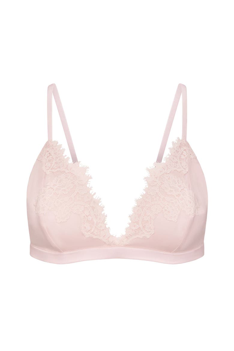 Vegan Unlined Bralette Bra, Alternate, color, Light pink