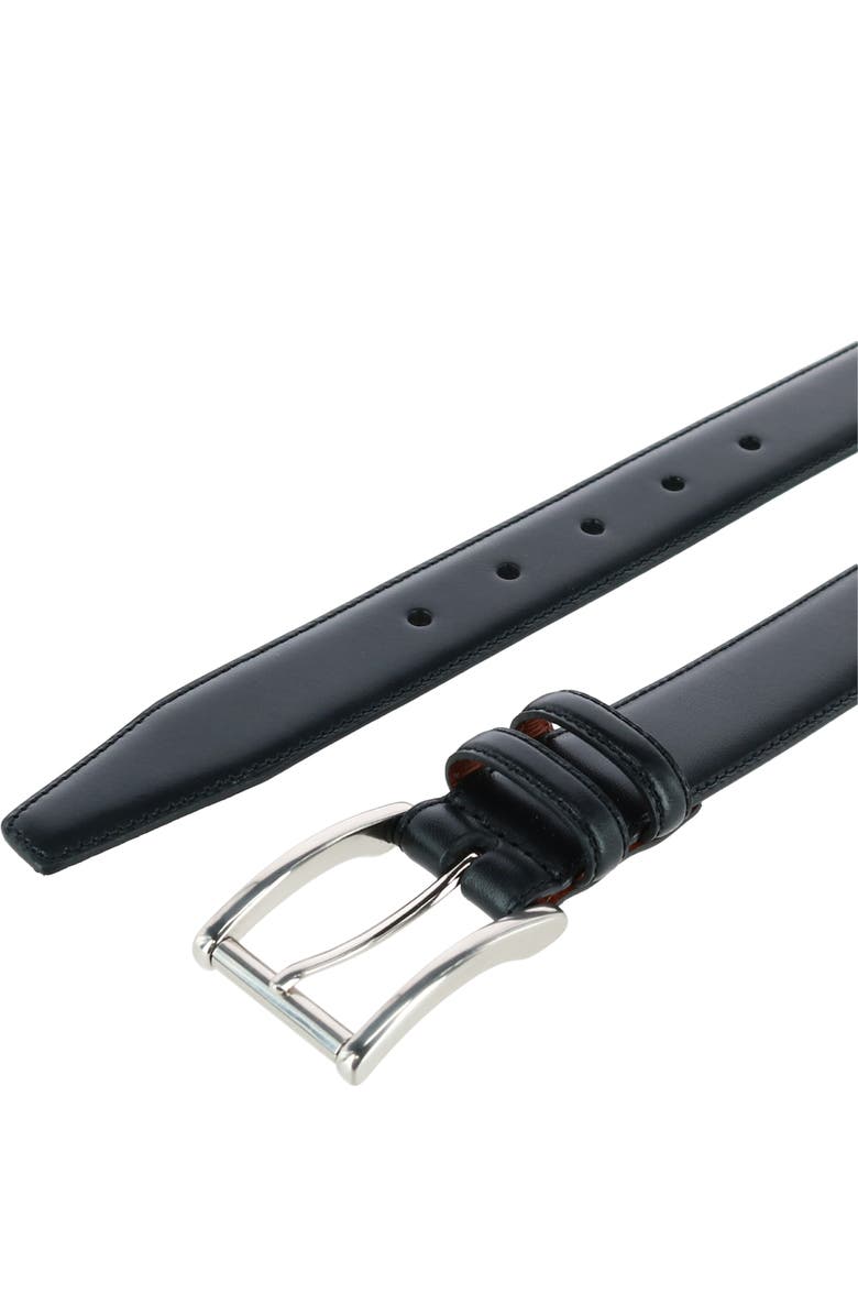 Trafalgar Lorenzo 32mm Dropped Edge Leather Dress Belt, Alternate, color, Black