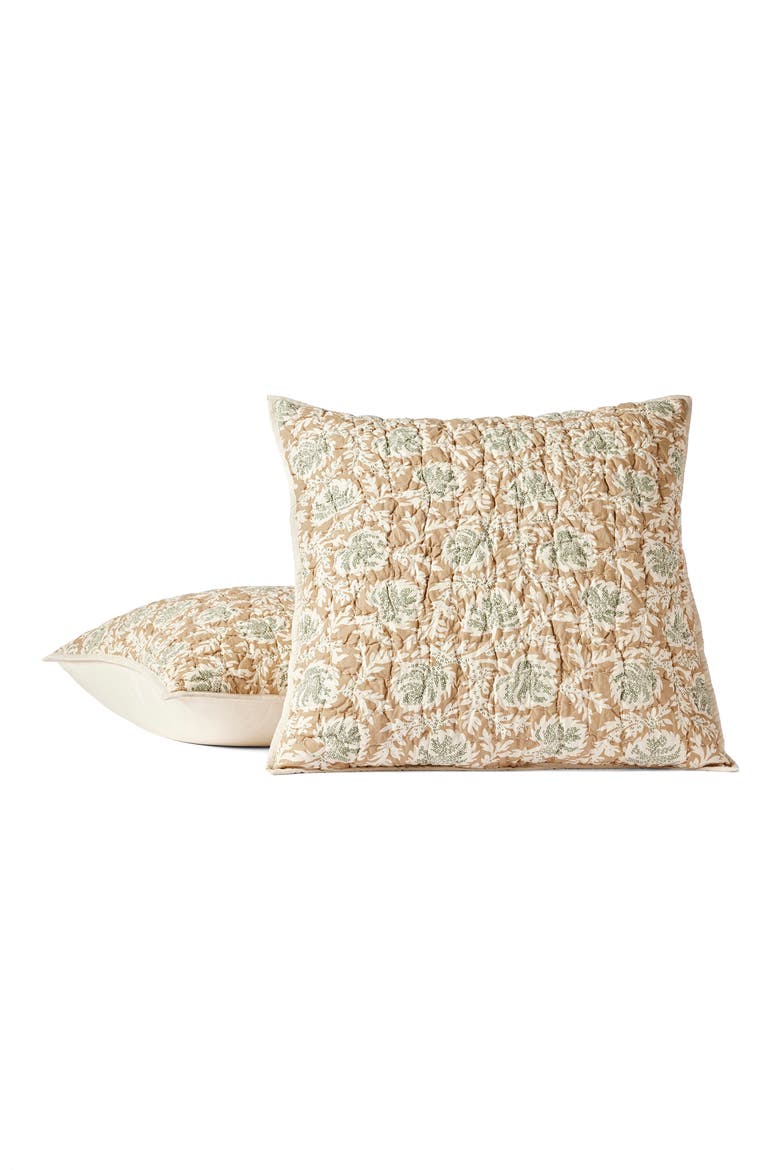 Robles Hand-Stitched Organic Cotton Sham, Main, color, FAWN W/ JUNIPER