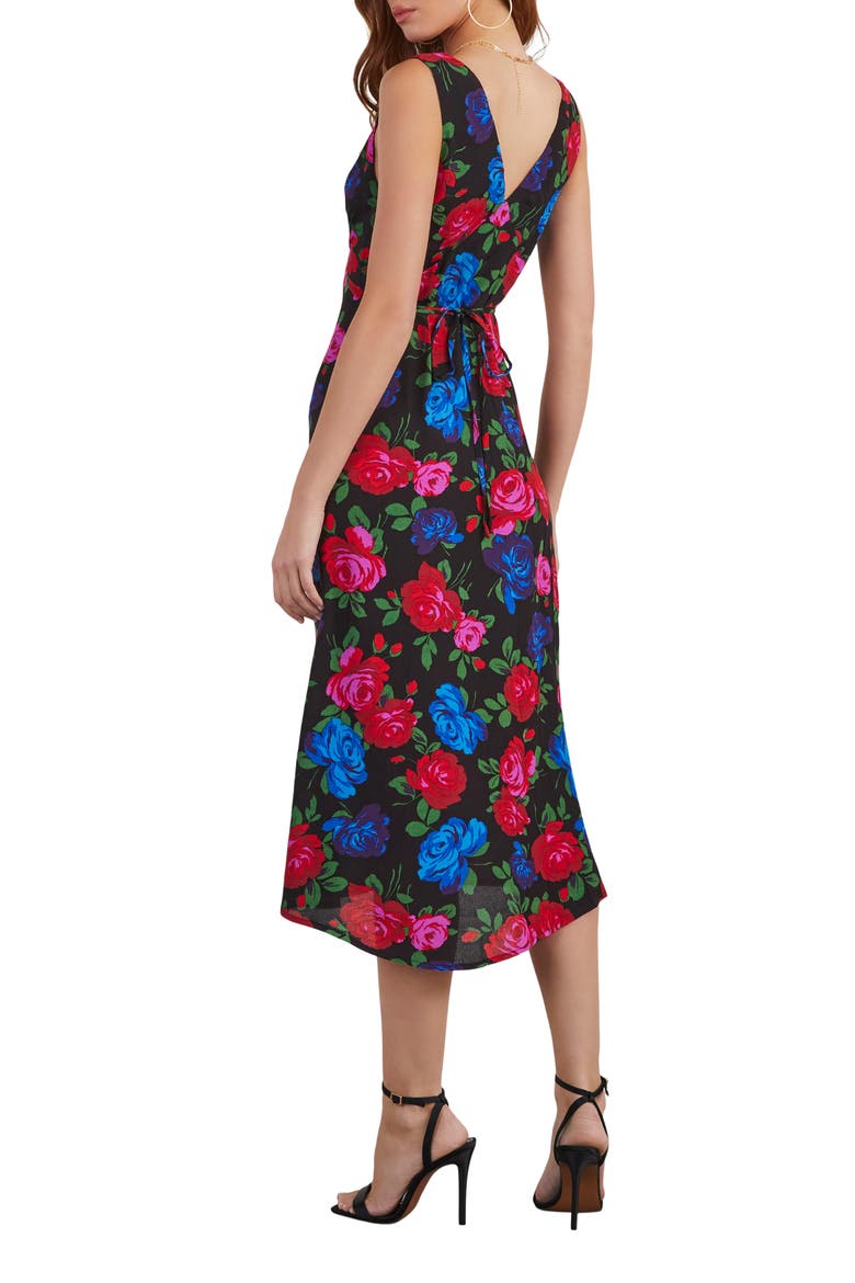 Robbie Floral Sleeveless Satin Midi Dress, Alternate, color, MULTI