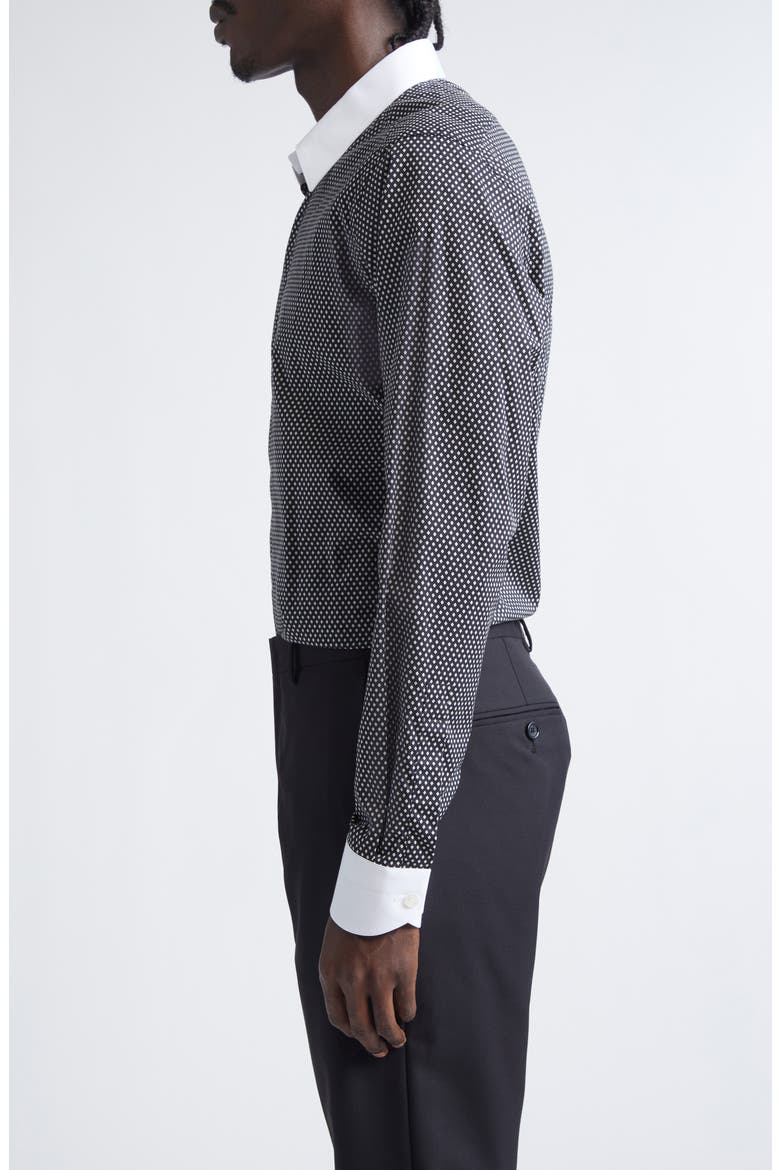 Diamond Print Classic Fit Button-Up Shirt, Alternate, color, BLACK/ WHITE