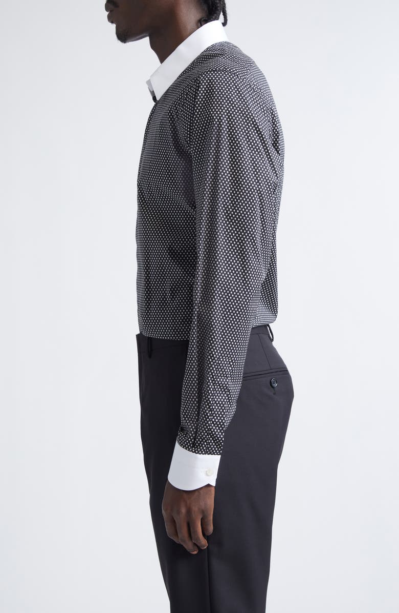 TOM FORD Diamond Print Classic Fit Button-Up Shirt, Alternate, color, Black/ White