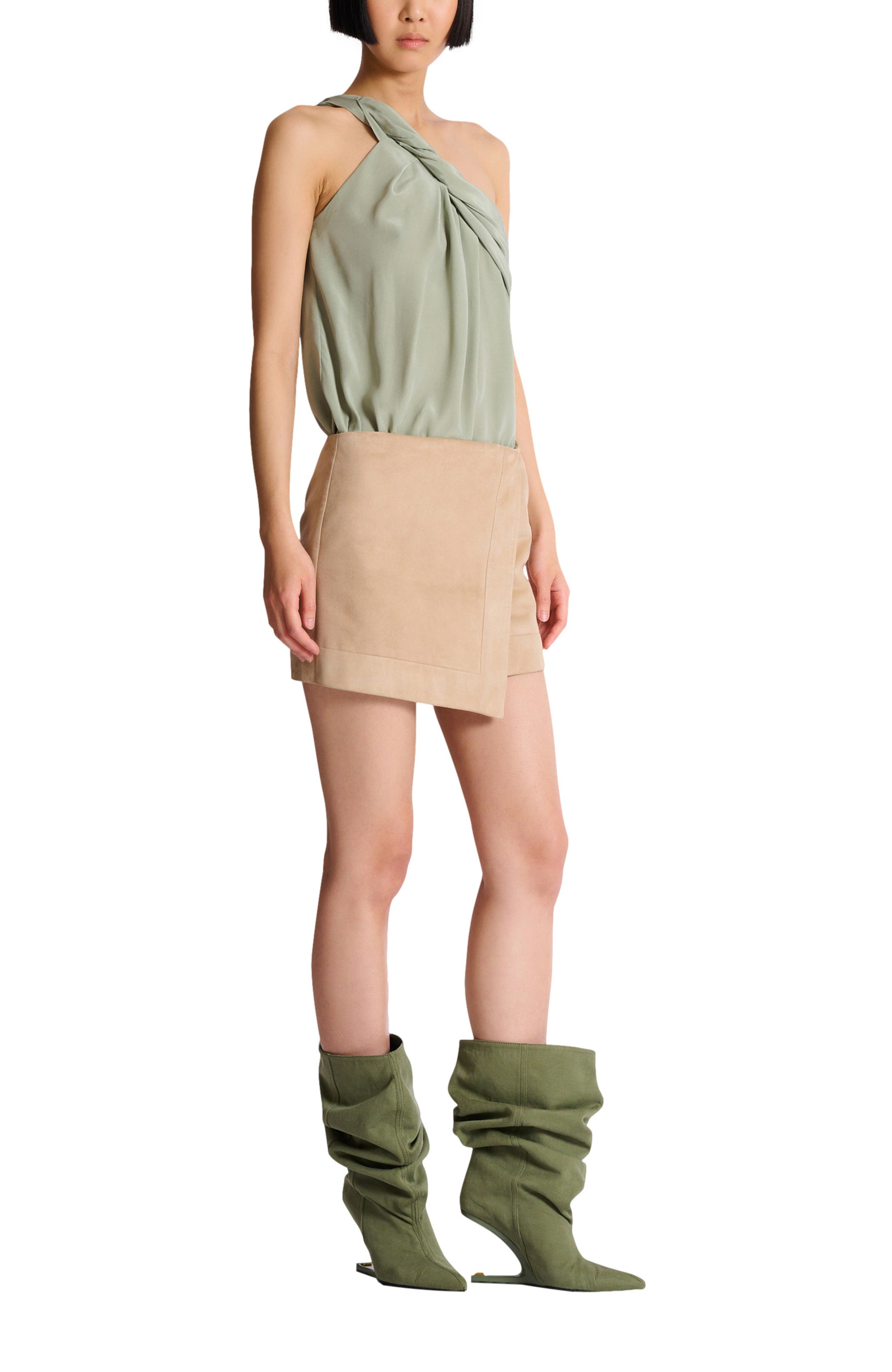 Suede wrap skirt