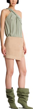 Balmain Suede wrap skirt