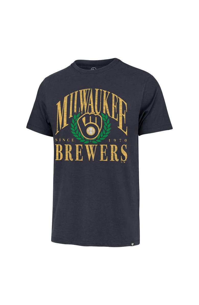 '47 Men's '47 Navy Milwaukee Brewers Pitchout Franklin T-Shirt, Alternate, color, 