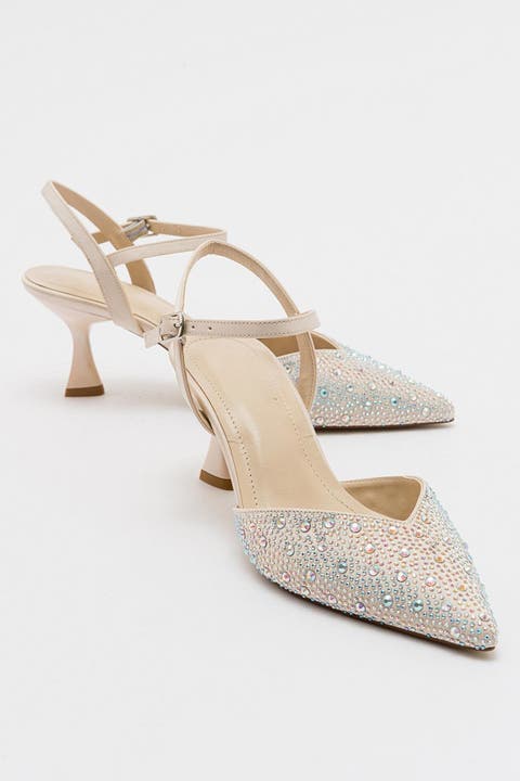 Vilka Embellished Slingback Kitten Heel Pumps