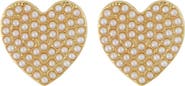 Panacea Faux Pearl Heart Stud Earrings
