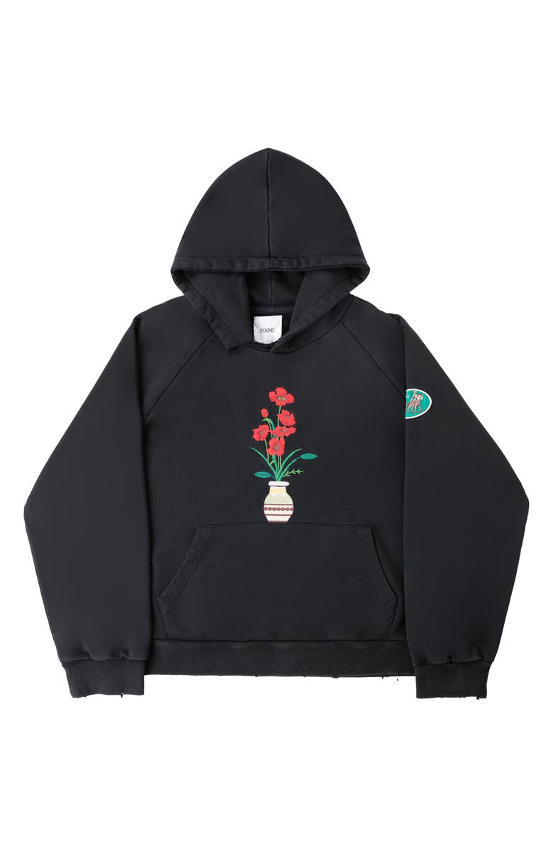 FOUND Flower Vase Oversize Embroidered Floral Hoodie, Alternate, color, 