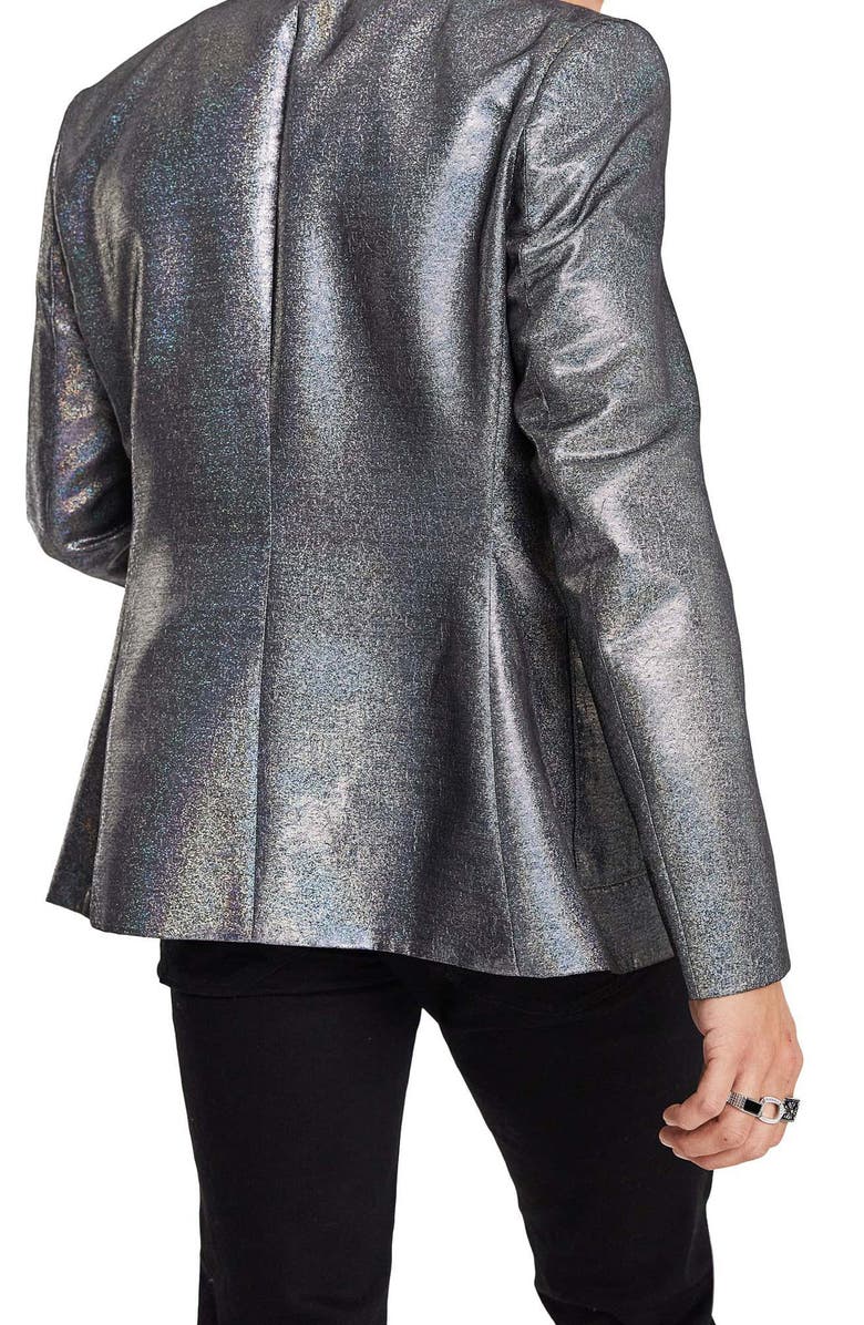 ASOS DESIGN Slim Shimmer Blazer, Alternate, color, 