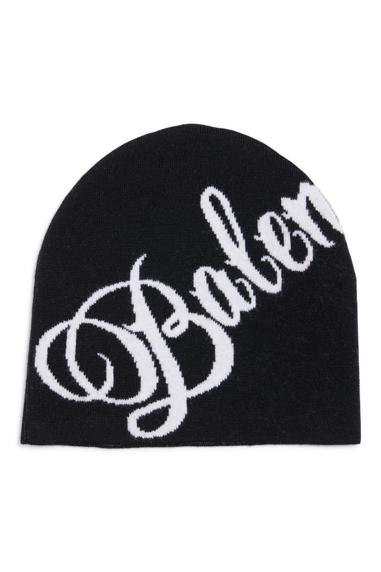 Jacquard Logo Wool Beanie, Main, color, 1070 BLACK/ WHITE