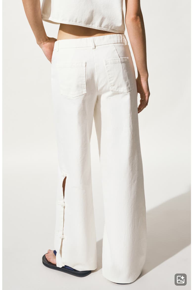 Knot Detail Straight Leg Trouser Jeans, Alternate, color, OFF WHITE