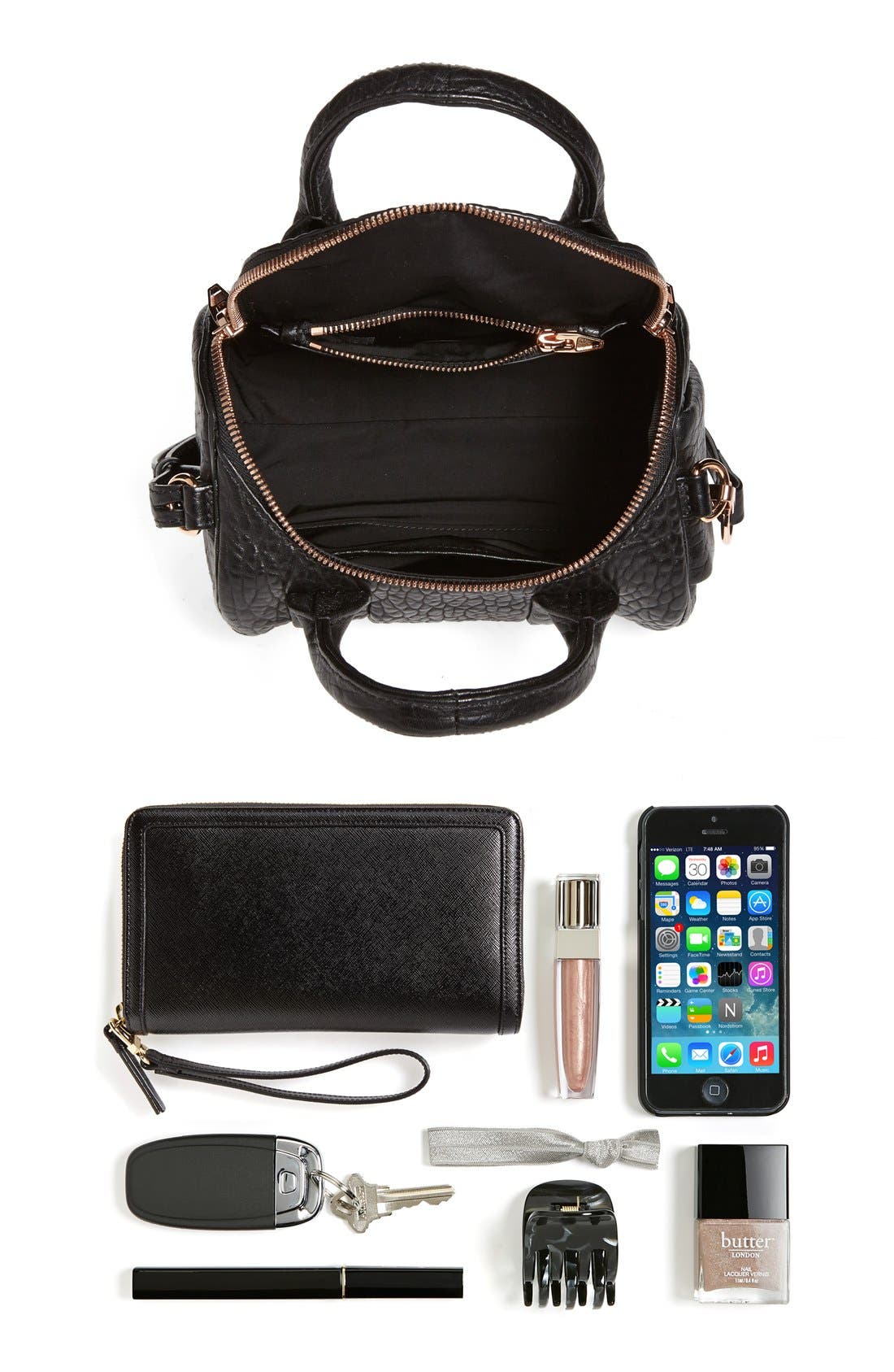 Alexander Wang 'Mini Rockie - Rose Gold' Leather Crossbody Satchel, Alternate, color, 