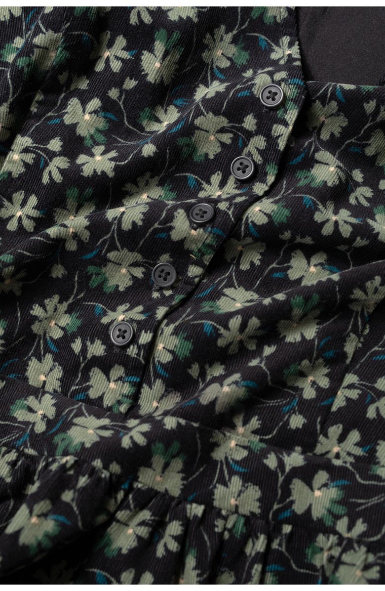 Seasalt Cornwall Rose Cottage Floral Long Sleeve Corduroy Midi Dress, Alternate, color, Smudge Floral Onyx