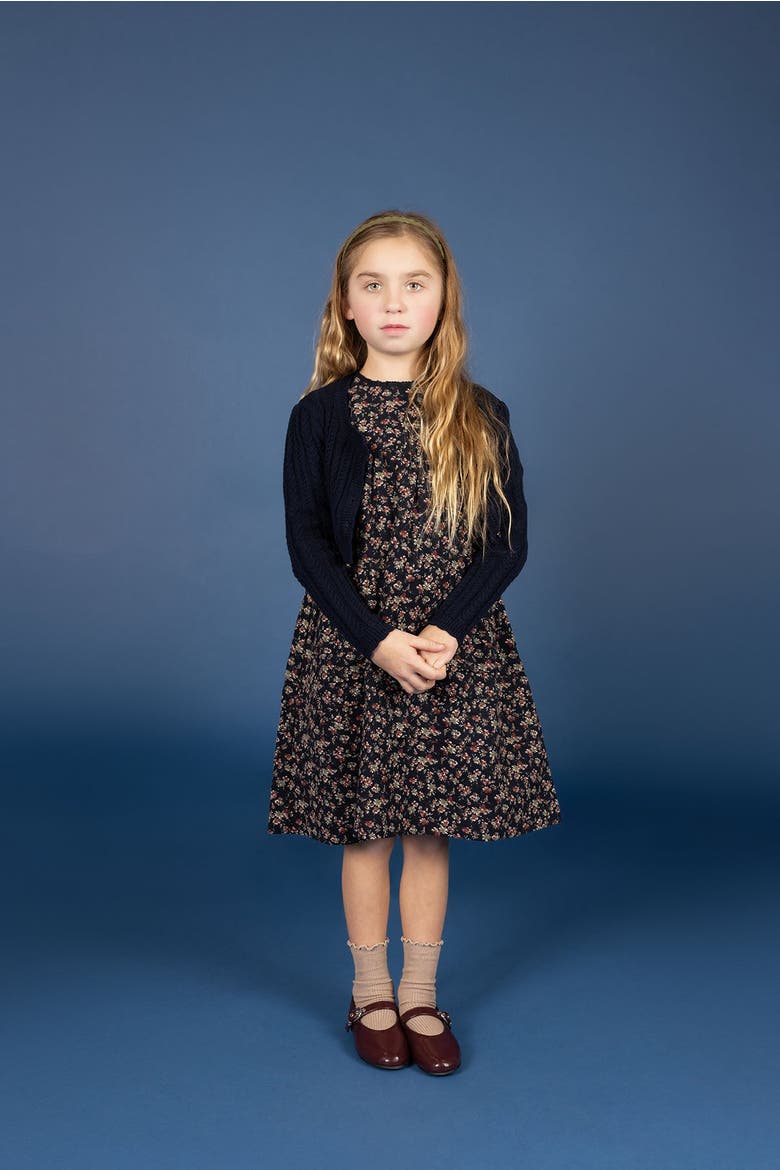 Looms Cable Pointelle Collection - Cardigan, Alternate, color, Navy
