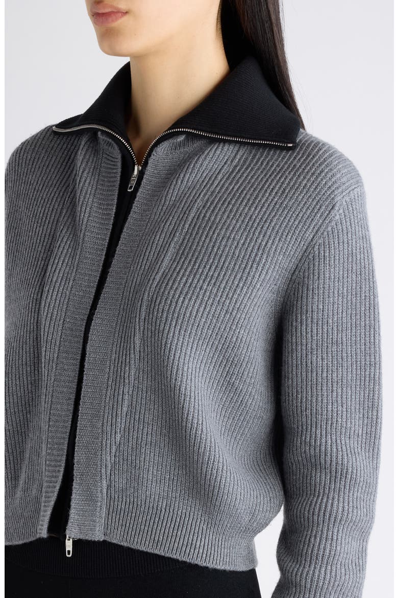 Hybrid Wool Blend Zip Up Cardigan, Alternate, color, 1060 BLACK/ GREY