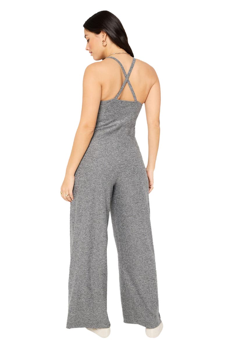 Fabletics Cloud Jersey Wide Leg Jumpsuit, Alternate, color, Charcoal Grey Heather