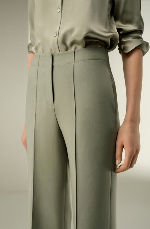 Lilysilk Silk-wool Twill Flare Pants In Green
