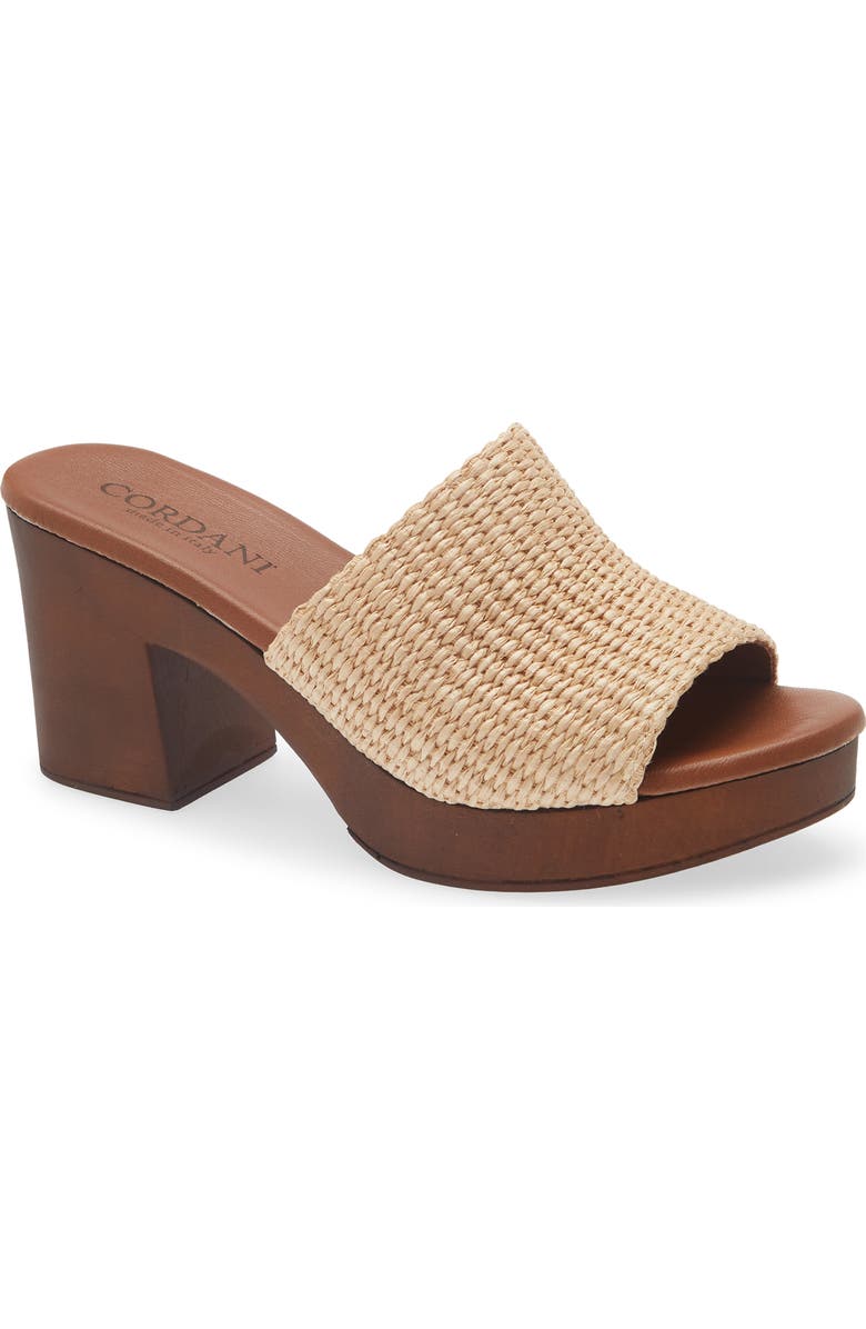 Cordani Waylin Platform Slide Sandal, Main, color, Natural Raffia