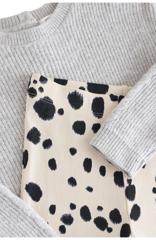 Next Kids' Graphic Sweater & Flare Leggings Set In Gray