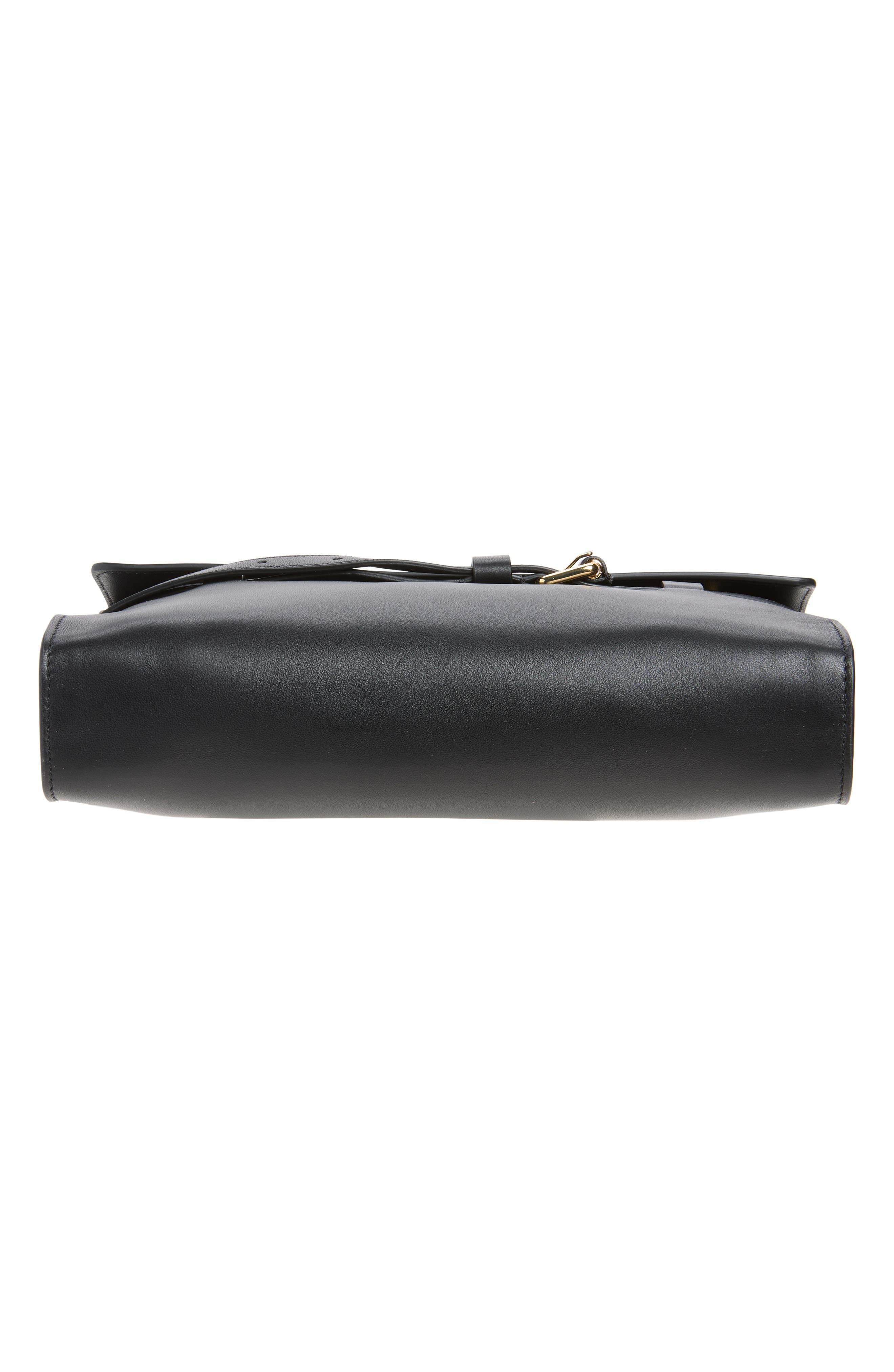 Tie Me Soft Leather Clutch, Alternate, color, BLACK