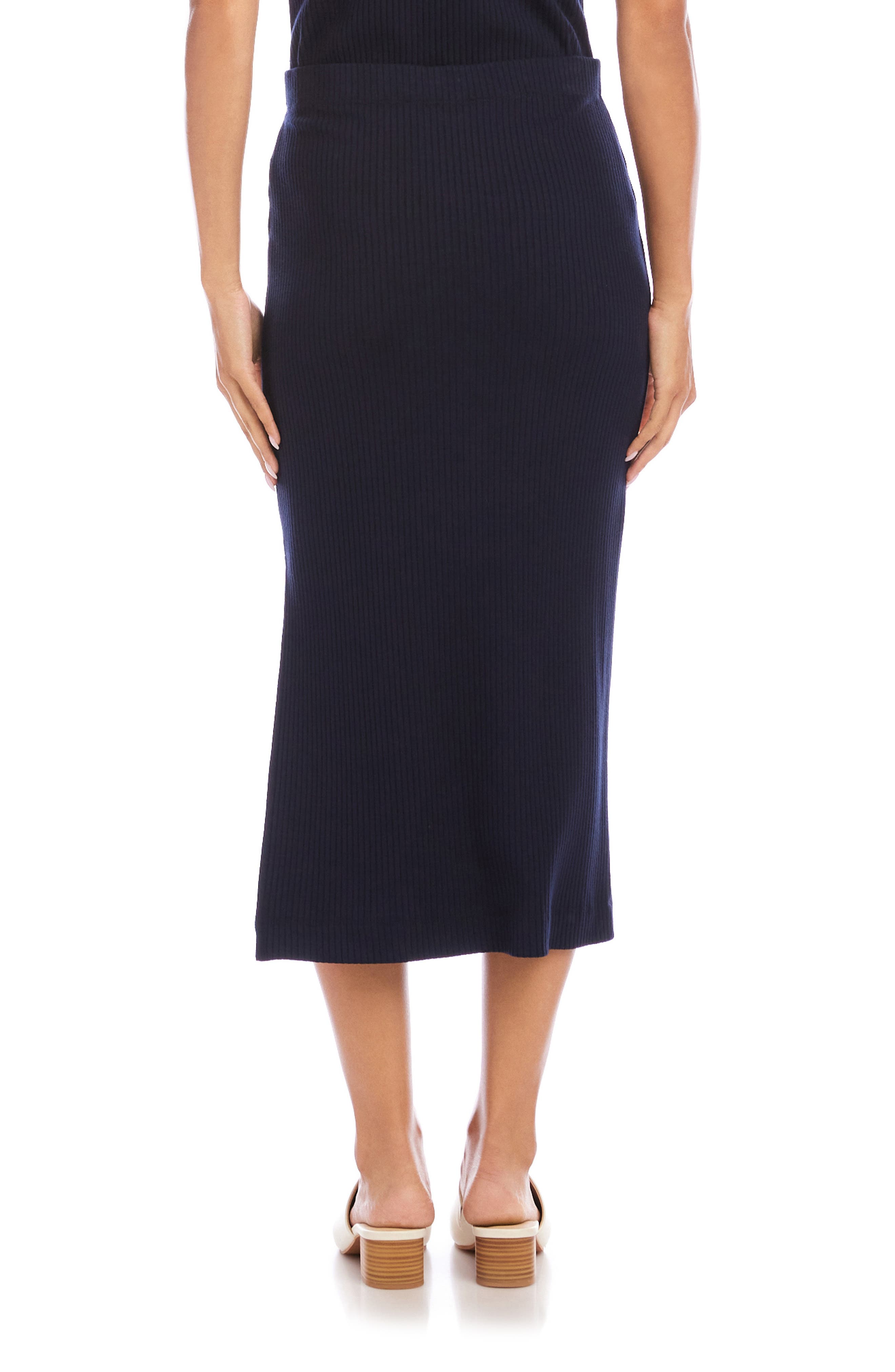 Rib Side Slit Midi Skirt - image 4