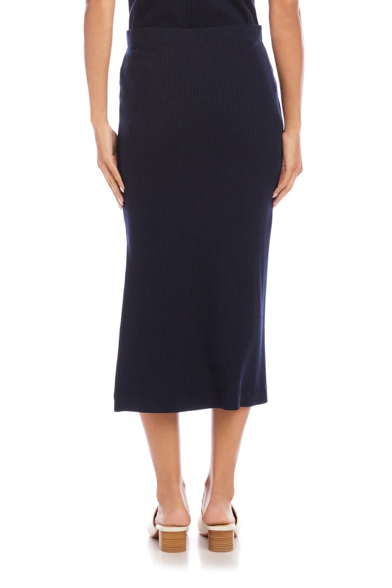 Rib Side Slit Midi Skirt, Alternate, color, NAVY