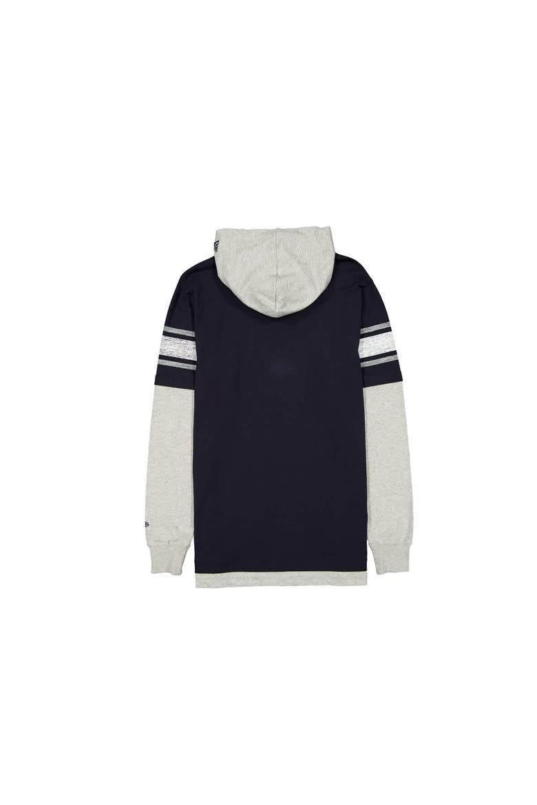 Men's New Era Navy Dallas Cowboys Twofer Layered Long Sleeve Hoodie T-Shirt, Alternate, color, Navy