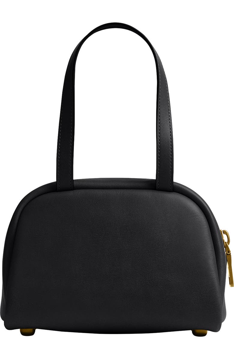 COACH Twin Turnlock Leather Top Handle Bag, Alternate, color, Black
