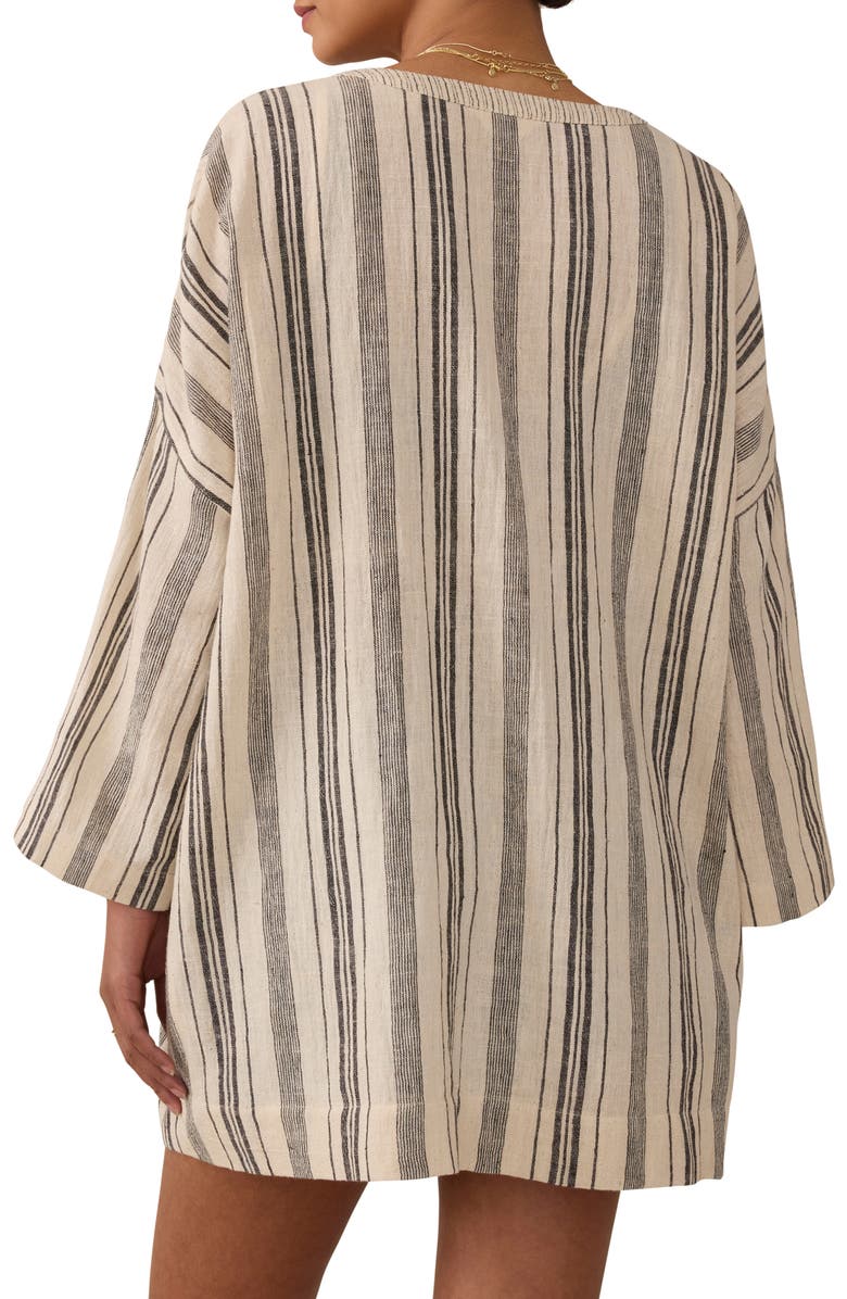 Faherty Rip Tide Stripe Organic Cotton Cover-Up Dress, Alternate, color, Sandy Mixed Stripe