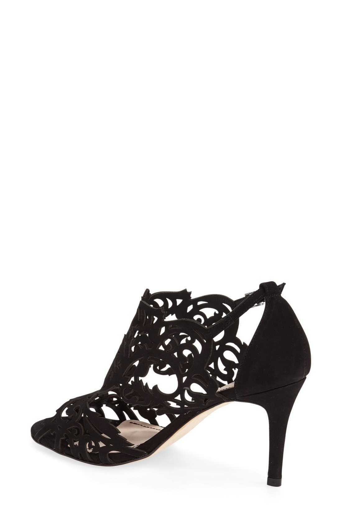 Marcela 3 Laser Cutout Sandal, Alternate, color, BLACK NUBUCK LEATHER