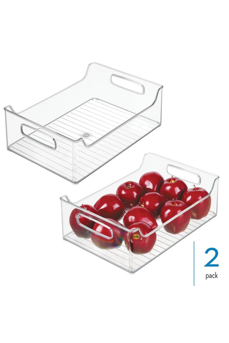 Plastic Stackable Pantry Bin with Handles, Set of 2, Clear, Made in USA, Alternate, color, Clear