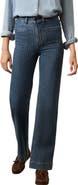 Faherty Sunwashed Striped High Waist Patch Pocket Straight Leg Jeans