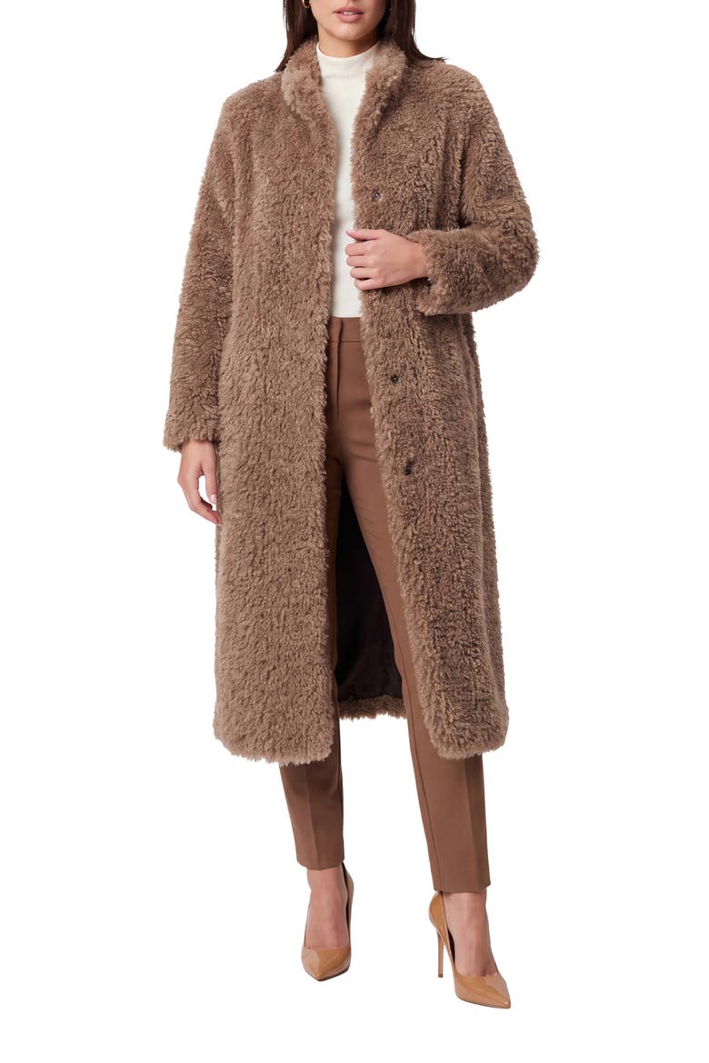 Fur-Free Cashmere Goat (Faux Fur) Coat, Alternate, color, TAUPE