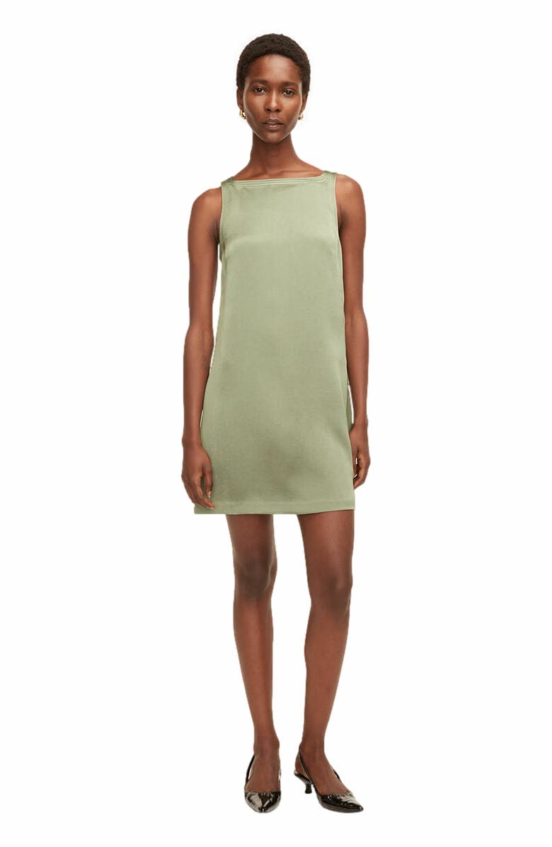 Rebecca Taylor Heavy Satin Shift Dress, Main, color, Foliage