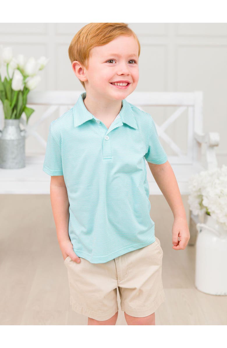 RuggedButts Boys Knit Short Sleeve Performance Polo, Alternate, color, Marine Green Micro Stripe