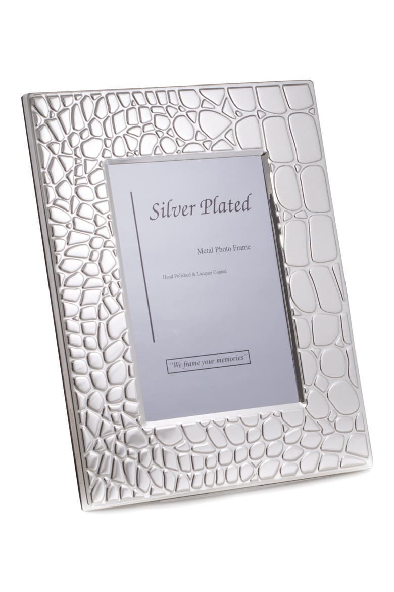 Croc Embossed 4" x 6" Picture Frame, Main, color, SILVER