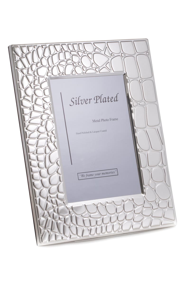 Bey-Berk Croc Embossed 4" x 6" Picture Frame, Main, color, Silver
